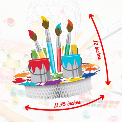 Art Theme Honeycomb Centerpriece w/ Paint Brushes - 1PC