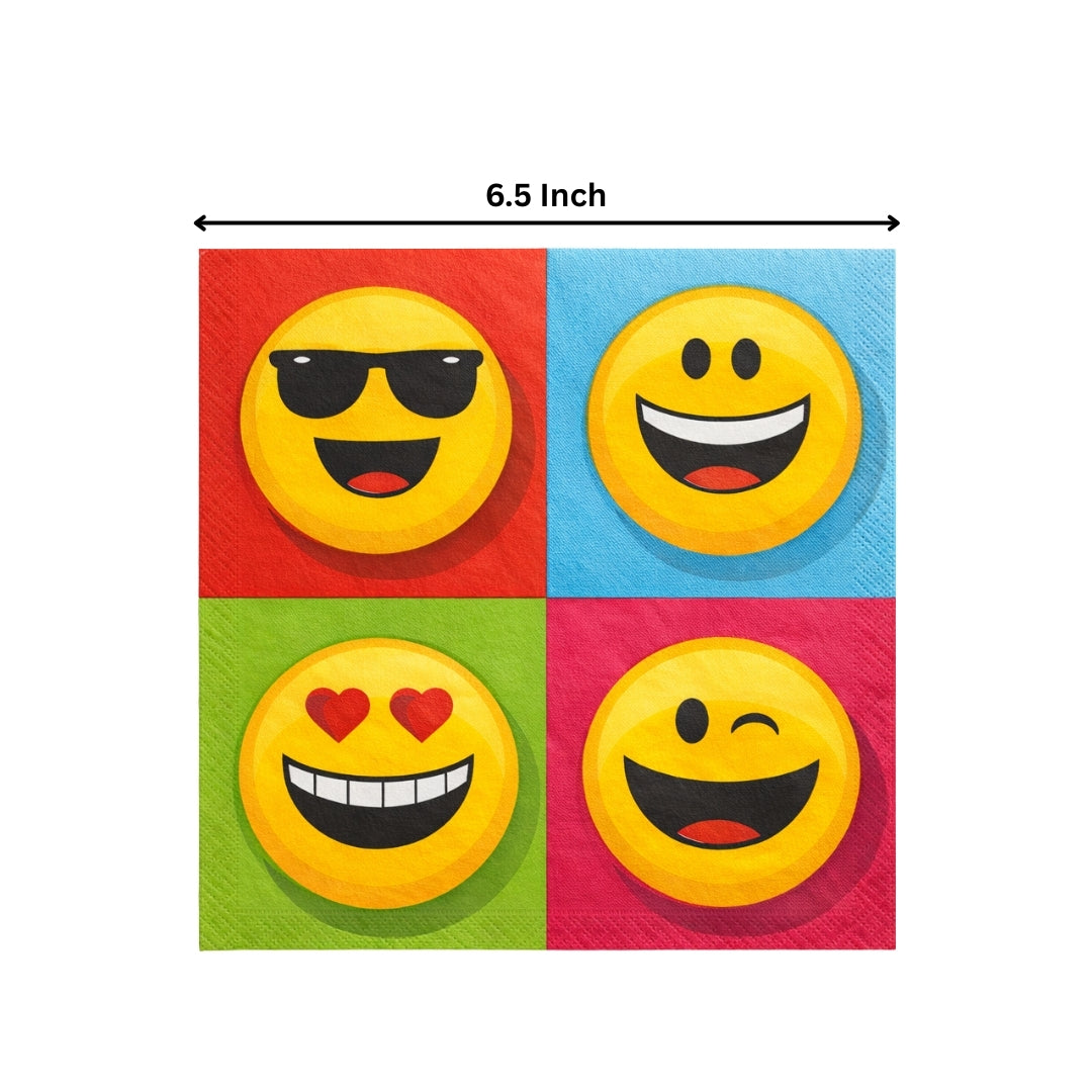 Emoji Lunch Napkins - Colorful Kids Party Napkins - 16 Pc
