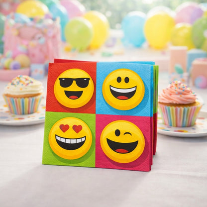 Emoji Lunch Napkins - Colorful Kids Party Napkins - 16 Pc