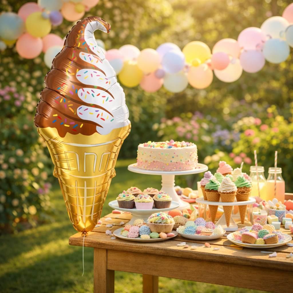 Ice Cream Cone Foil Balloon 41 Inch P40 | Dessert Theme Party Decoration Balloon