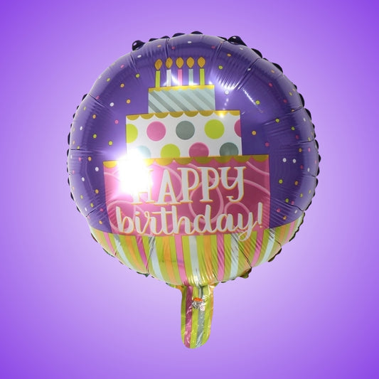Happy Birthday Foil Balloon w/ Swirl - Helium Quality - 18 inches - 1PC