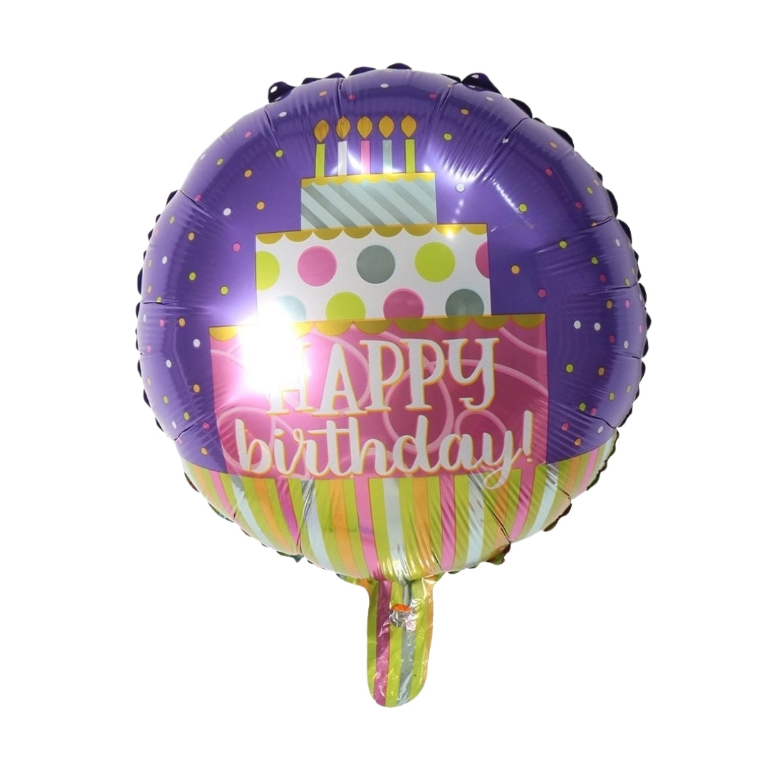 Happy Birthday Foil Balloon w/ Swirl - Helium Quality - 18 inches - 1PC