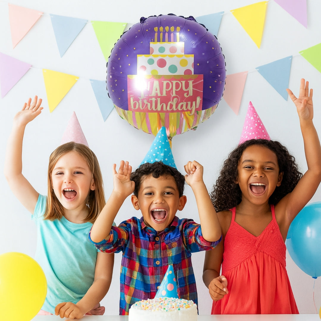 Happy Birthday Foil Balloon w/ Swirl - Helium Quality - 18 inches - 1PC