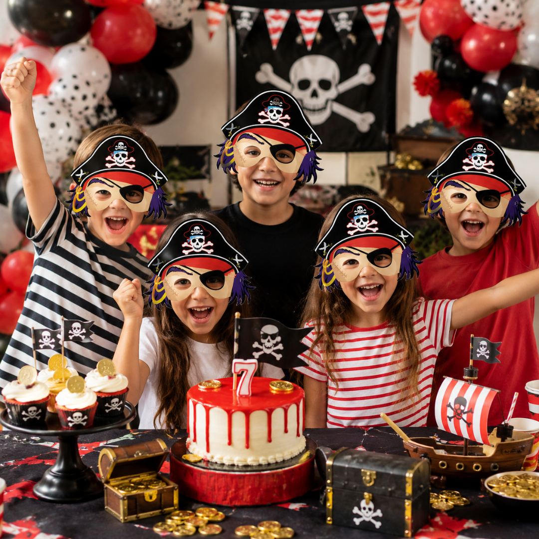 Pirate Paper Masks for Kids - Pirate Theme Party Accessories - 8 Pc
