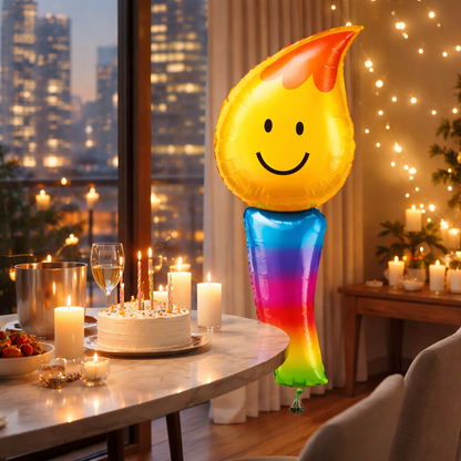 Birthday Candle Foil Balloon 40 Inch P35 | Smiley Birthday Party Decoration Balloon