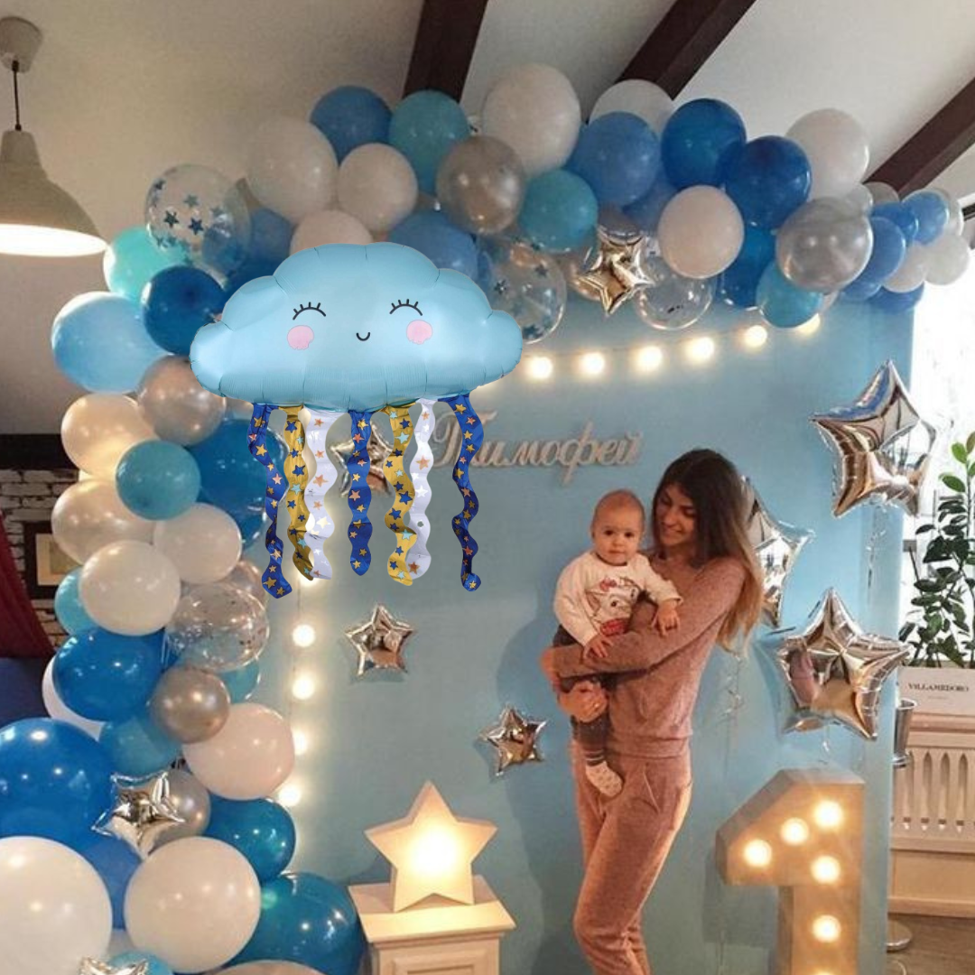 Cloud Shaped Balloon with Twinkling Star Prints - 30 inches - 1PC