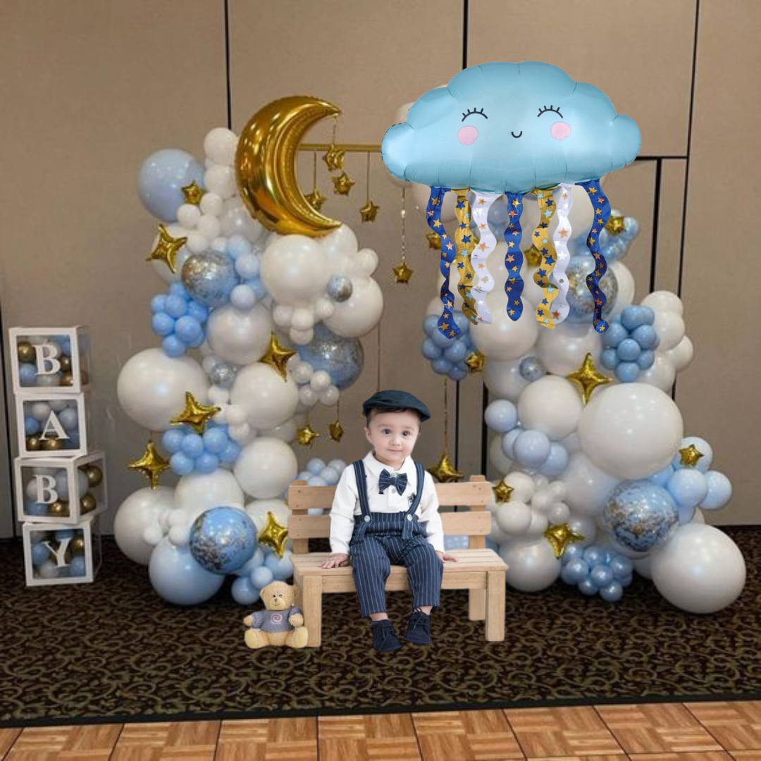 Cloud Shaped Balloon with Twinkling Star Prints - 30 inches - 1PC