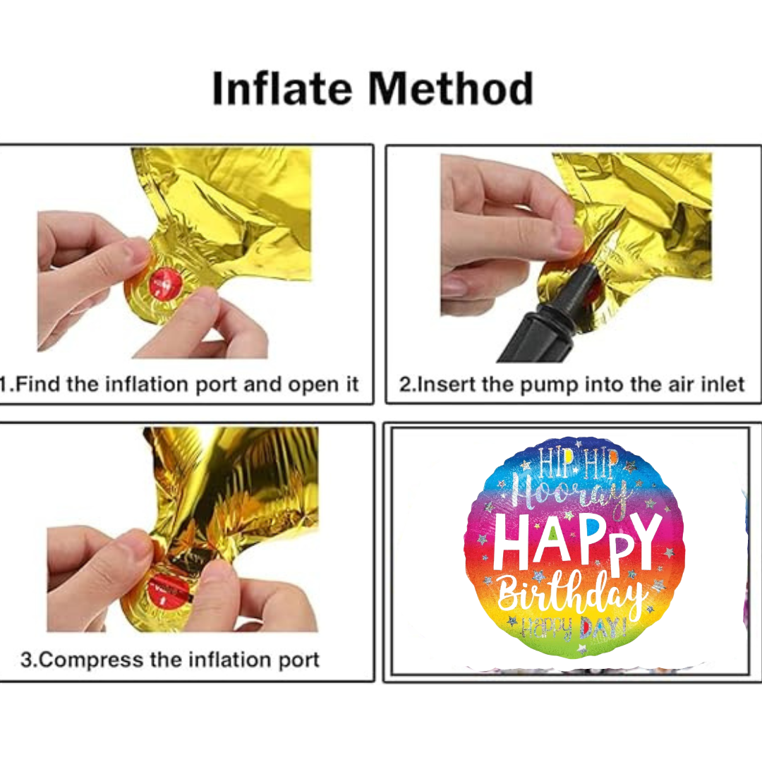 Happy Birthday Hip Hip Hooray Foil Balloon - Colorful Round Helium Balloon for Party Decoration - 1 Pc