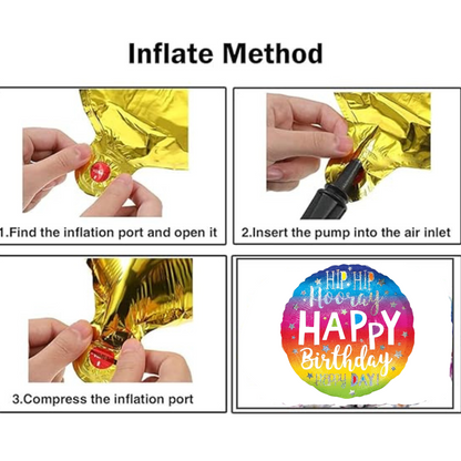 Happy Birthday Hip Hip Hooray Foil Balloon - Colorful Round Helium Balloon for Party Decoration - 1 Pc