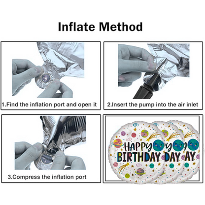 Smiling Galaxy Happy Birthday Foil Balloon 18 Inch - Space Theme Helium Balloon for Kids Birthday Party - 1 Pc