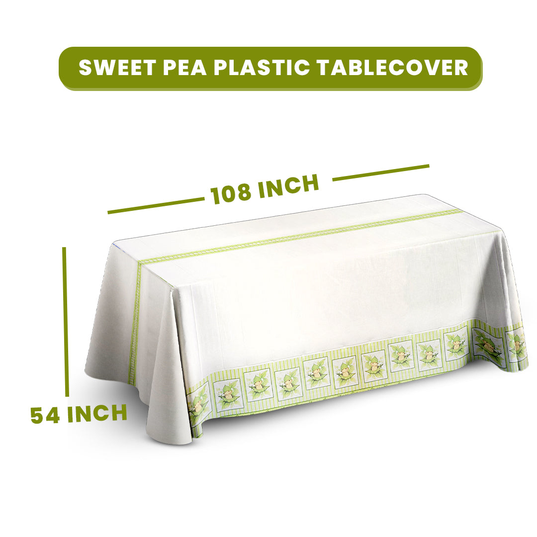 Sweet Pea in a Pod Theme Table Cover for Baby Shower - 54 in x 108 in - 1PC