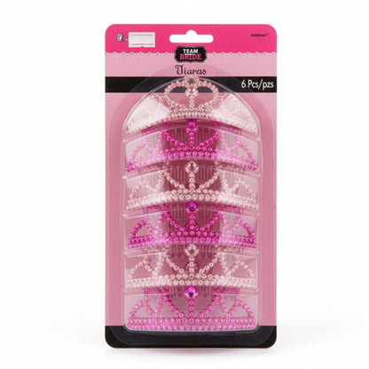 Hot Pink & Baby Pink Tiara w/ Rhinestone for Hens Party - 6PC