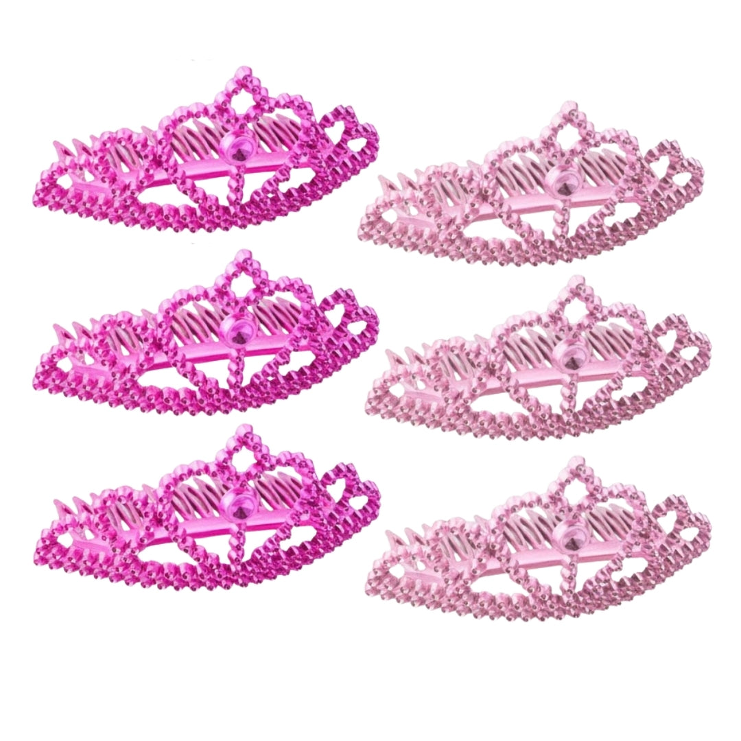 Hot Pink & Baby Pink Tiara w/ Rhinestone for Hens Party - 6PC