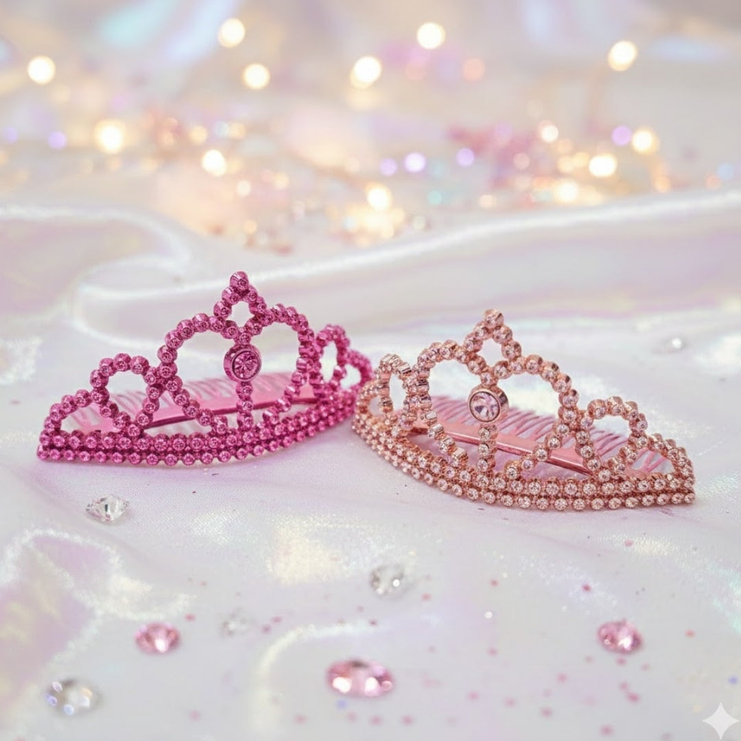 Hot Pink & Baby Pink Tiara w/ Rhinestone for Hens Party - 6PC