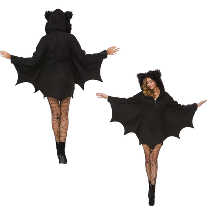 Spooktacular Cozy Bat Adult Jumpsuit Costume for Woman with Hood