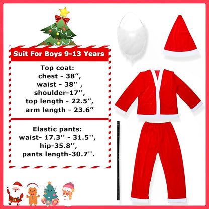 Santa Costume w/ Beard, Belt & Pouch for Christmas/ Theme Party for Adults