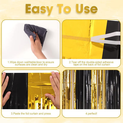 Gold & Black Dual Tone Foil Curtain - 6FT x 3FT - 1PC