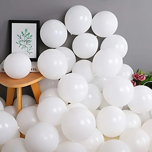 8" White Latex Balloon - 50ct