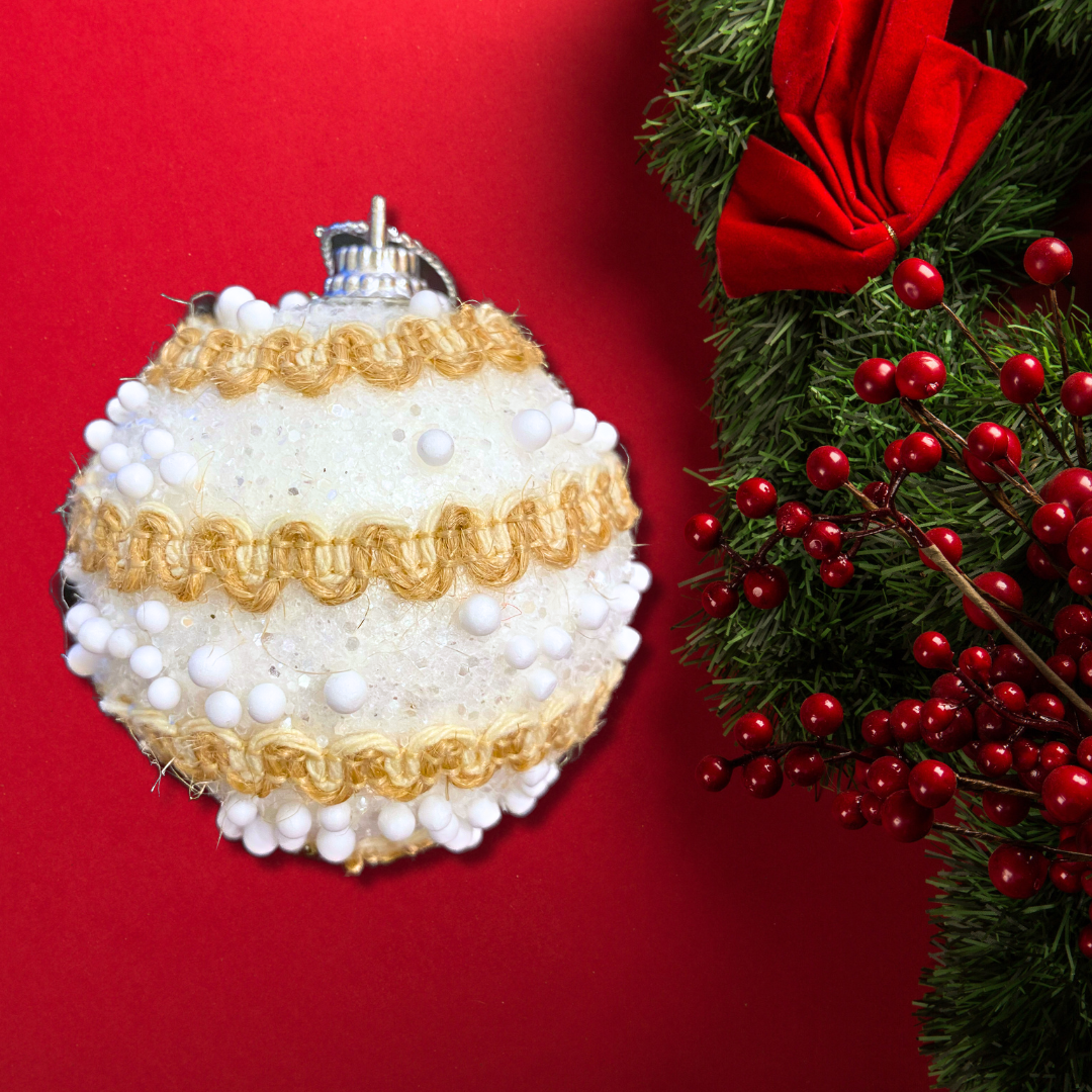 Christmas Tree Ornaments Vintage Snow Balls 2Pc
