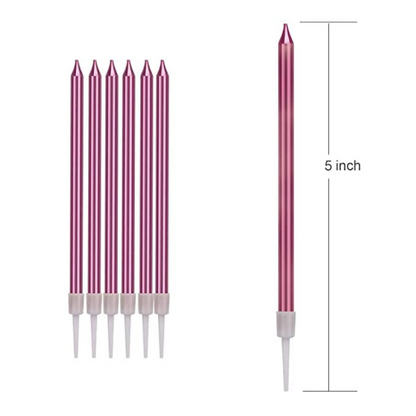 Pencil Thin Rose Pink Candles - 10PC