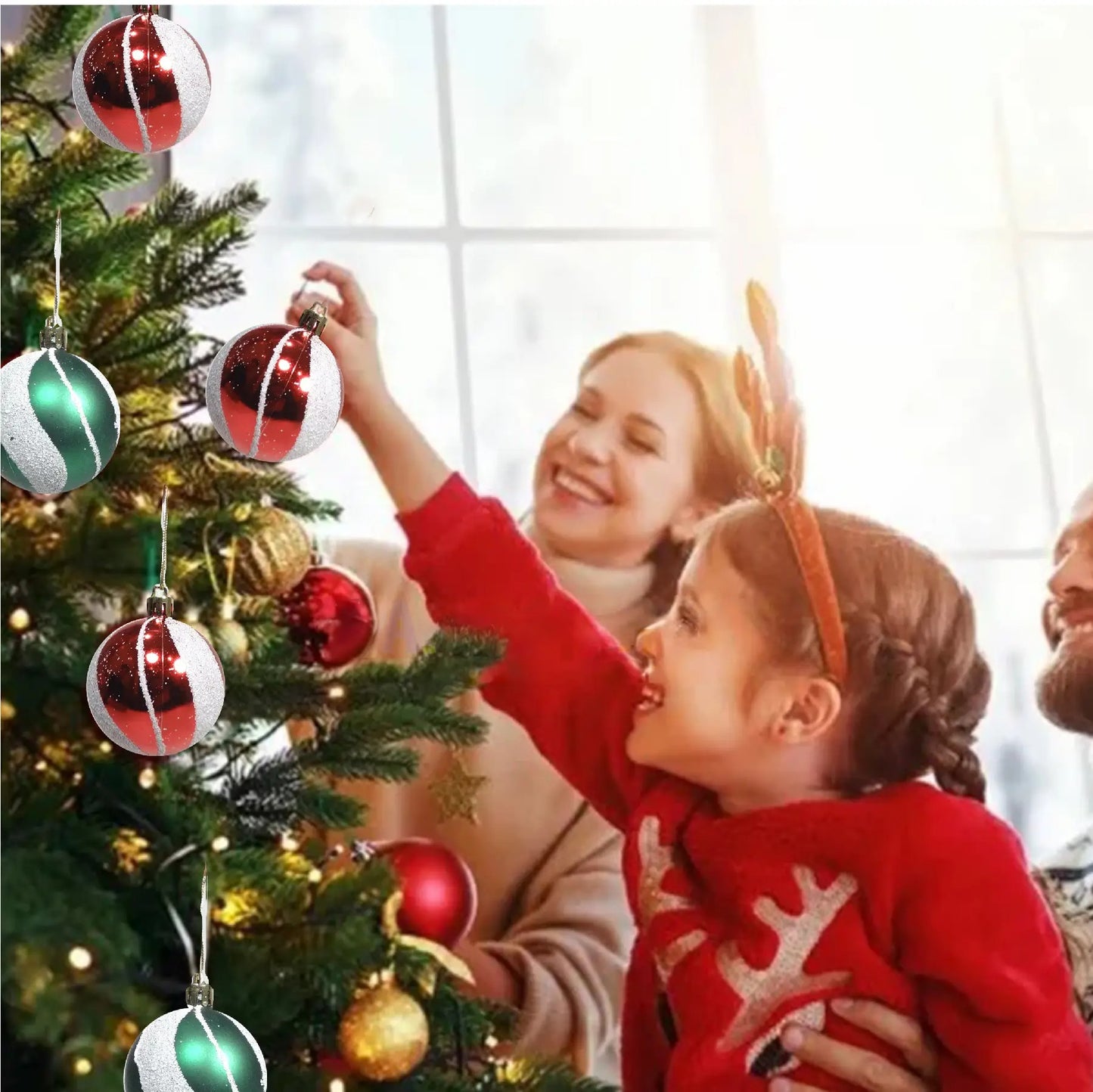 Christmas Glossy Balls for Xmas Tree Hanging Decoration - 5PC