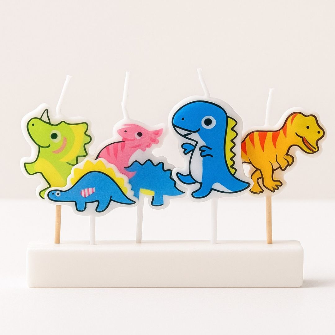 Dinosaur Theme Birthday Candles - 5Pc