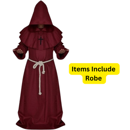 Draconian Priest Red Robe w/Rope, Hood and Cross Sign