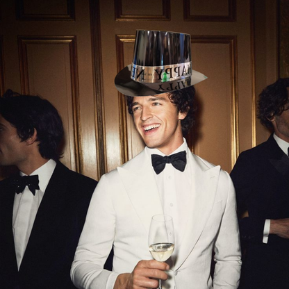 Happy New Year Black Hat w/Silver Text Print - 1PC
