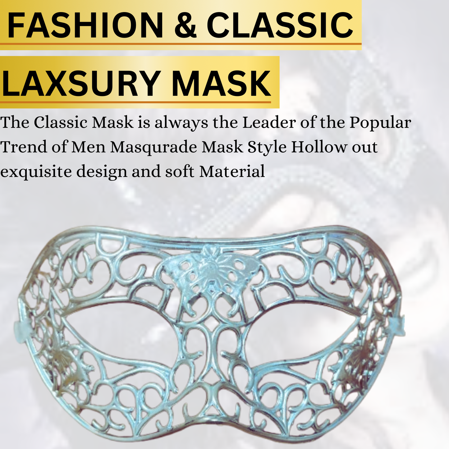 Masquerade Black, Golden & Silver Mask Set for Men - 3PC