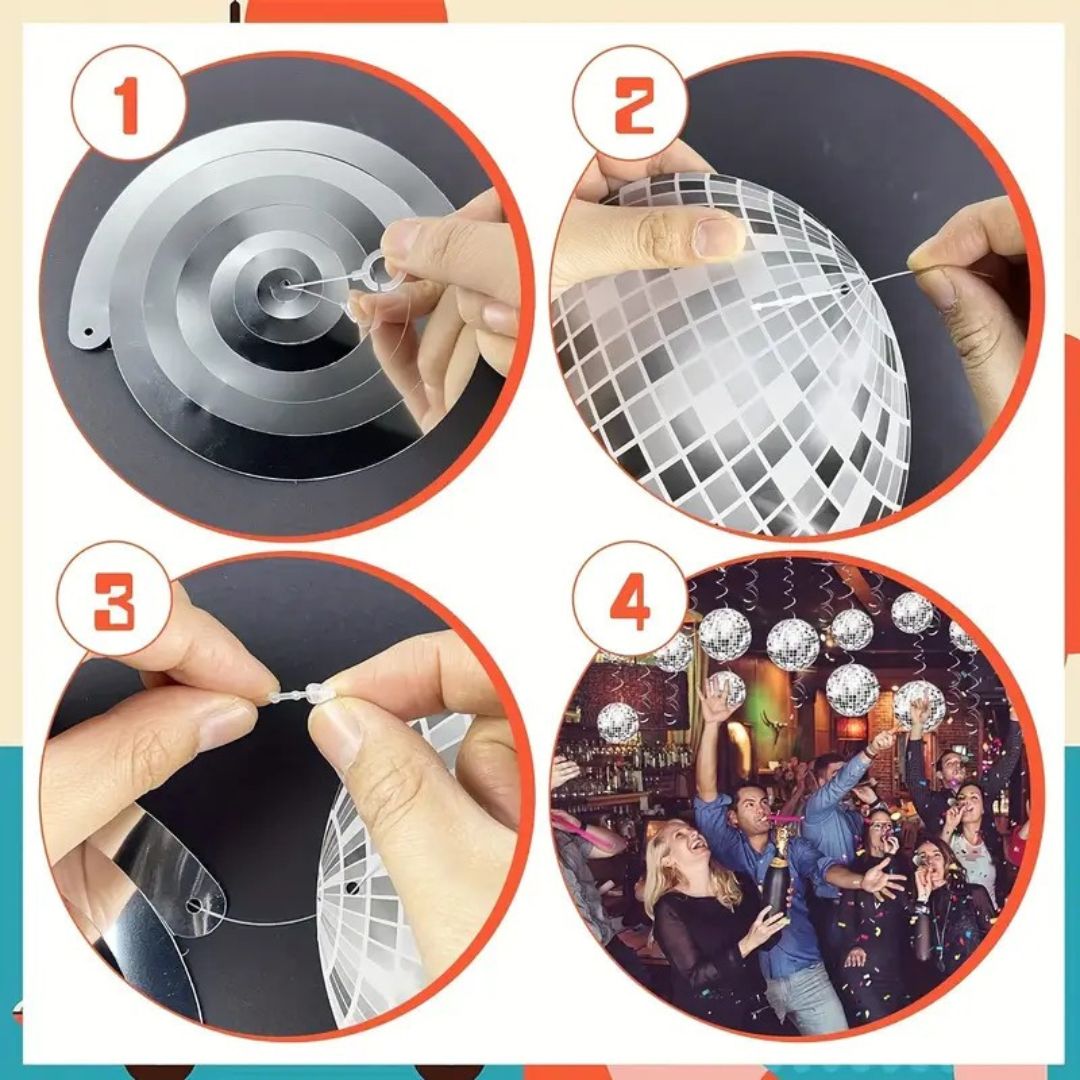 Disco Ball Swirl Decoration - 6PC