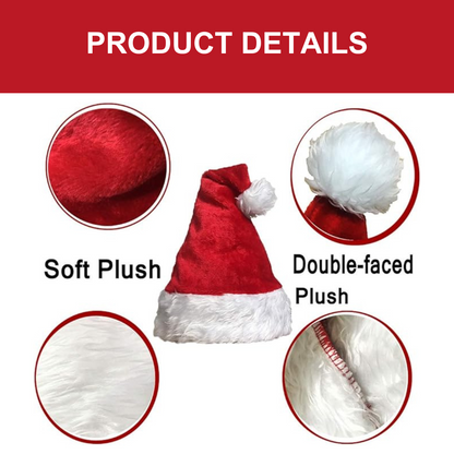 Big Plush Santa Red & White Christmas Hat for Adults - 1PC
