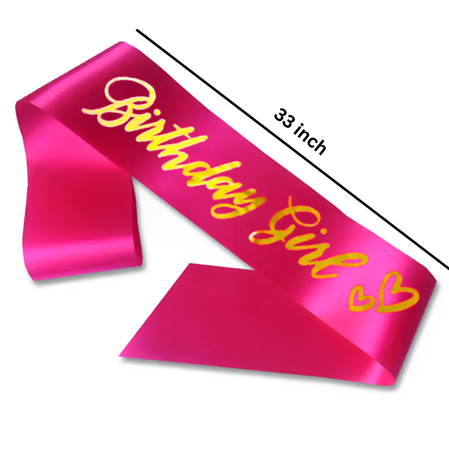 Hot Pink Happy Birthday Cap w/ Tassel & Sash Combo for Girls  - 2PC