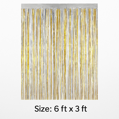 Gold & Silver Dual Tone Foil Curtain - 6FT x 3FT - 1PC