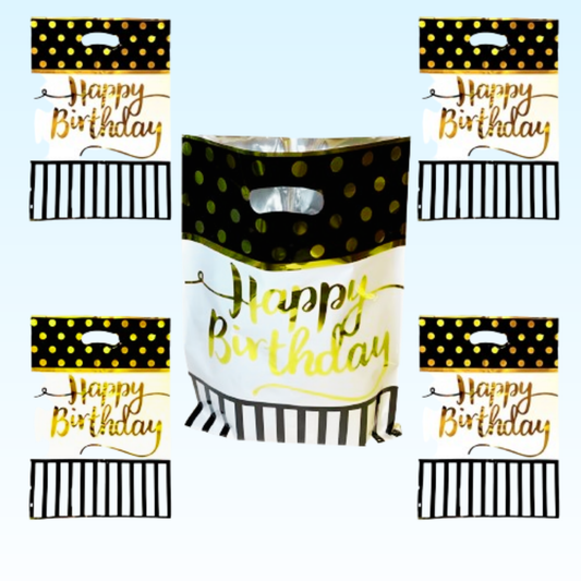 Happy Birthday Black & Gld Foil Print Return Gift Bag Combo -  20PC