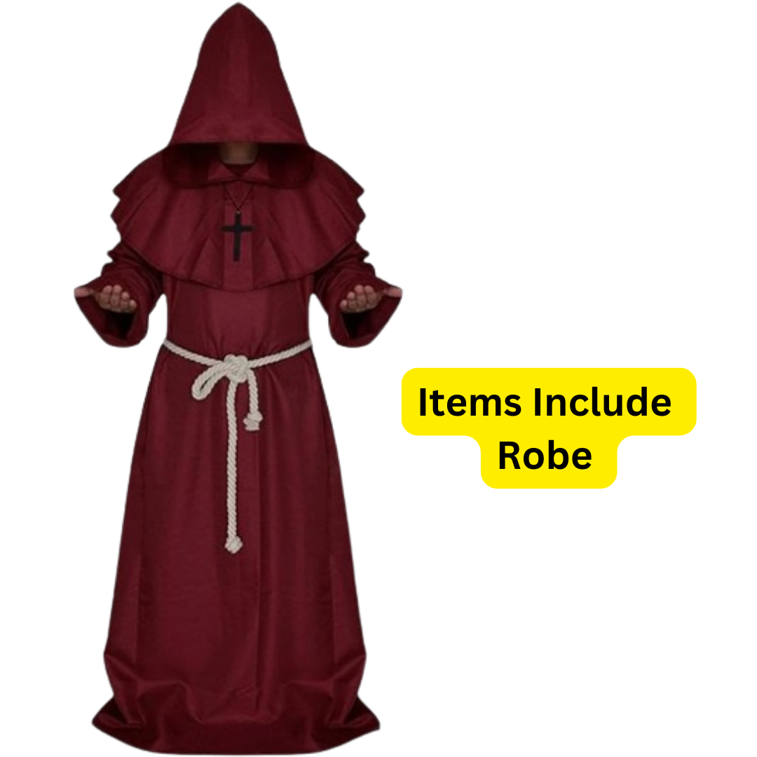 Draconian Priest Red Robe w/Rope, Hood and Cross Sign