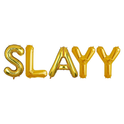 SLAYY Golden Foil Balloon Set -  Helium or Air Filled - 40 inches - 5PC