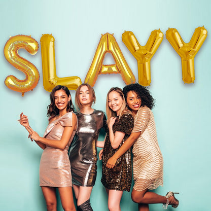 SLAYY Golden Foil Balloon Set -  Helium or Air Filled - 40 inches - 5PC