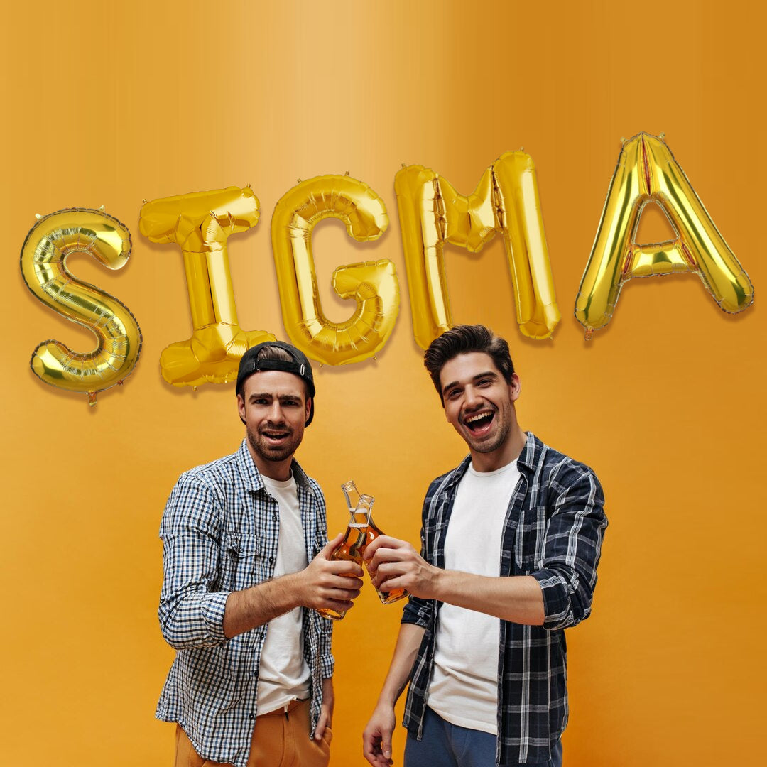 SIGMA Golden Foil Balloon Set - Helium or Air Filled - 40 inches - 5PC