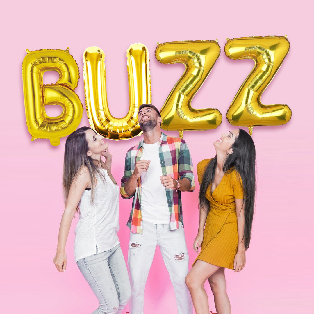 BUZZ Golden Foil Balloon Set -  Helium or Air Filled - 40 inches - 4PC
