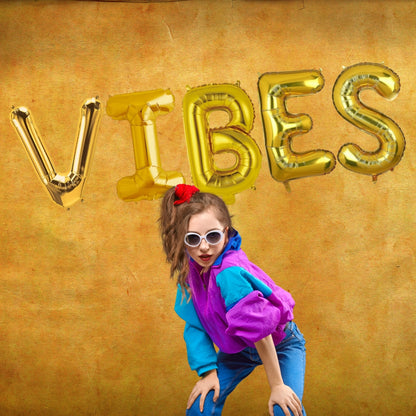 VIBES Golden Foil Balloon Set - Helium or Air Filled - 40 inches - 5PC