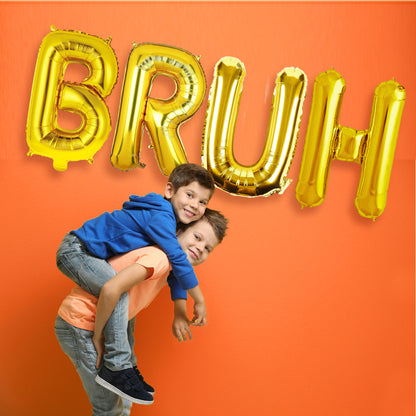 BRUH Golden Foil Balloon Set - Helium or Air Filled - 40 inches - 4PC