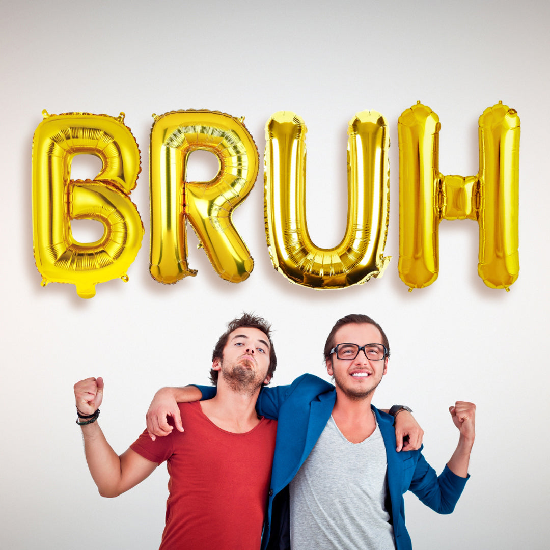 BRUH Golden Foil Balloon Set - Helium or Air Filled - 40 inches - 4PC