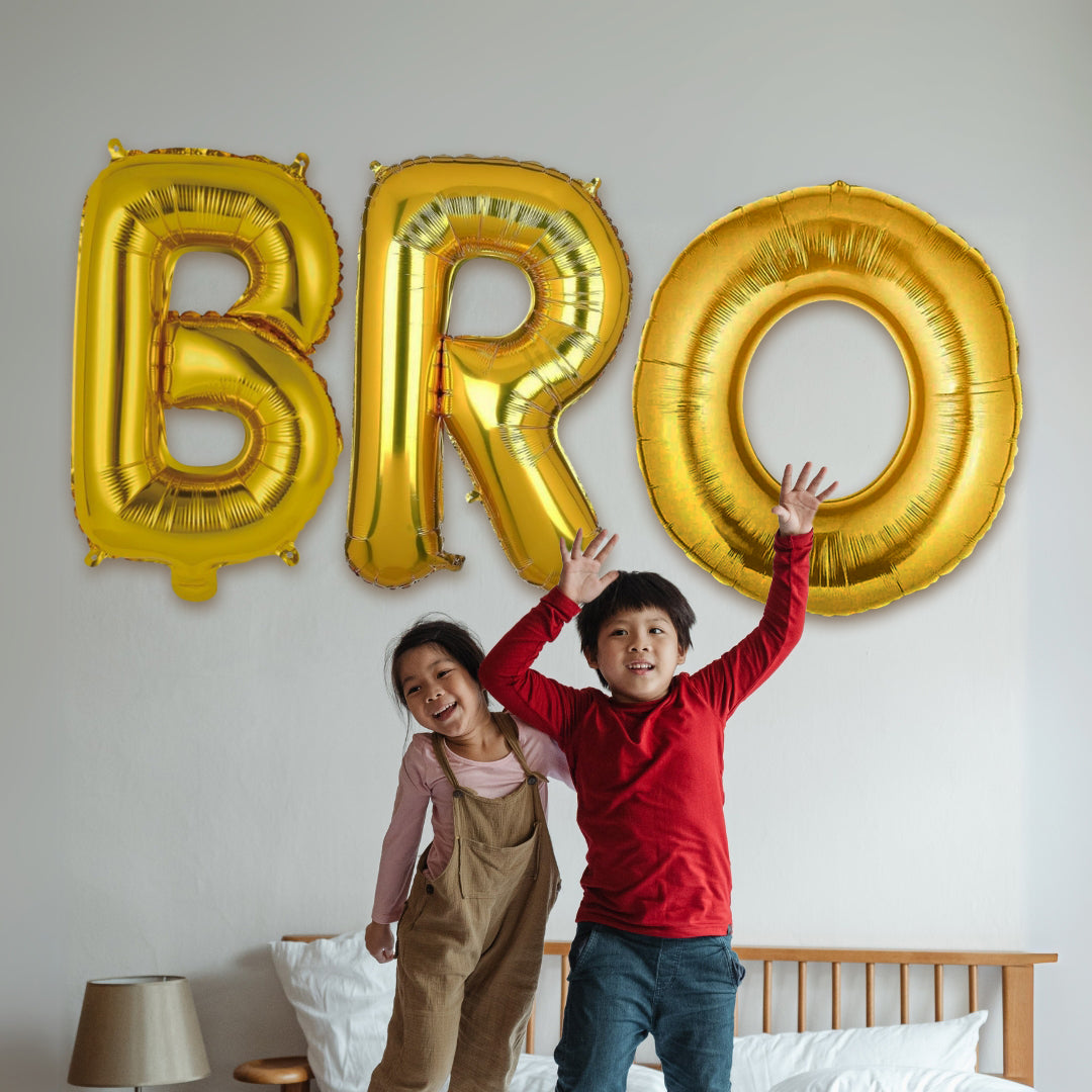 BRO Golden Foil Balloon Set - Helium or Air Filled - 40 inches - 3PC