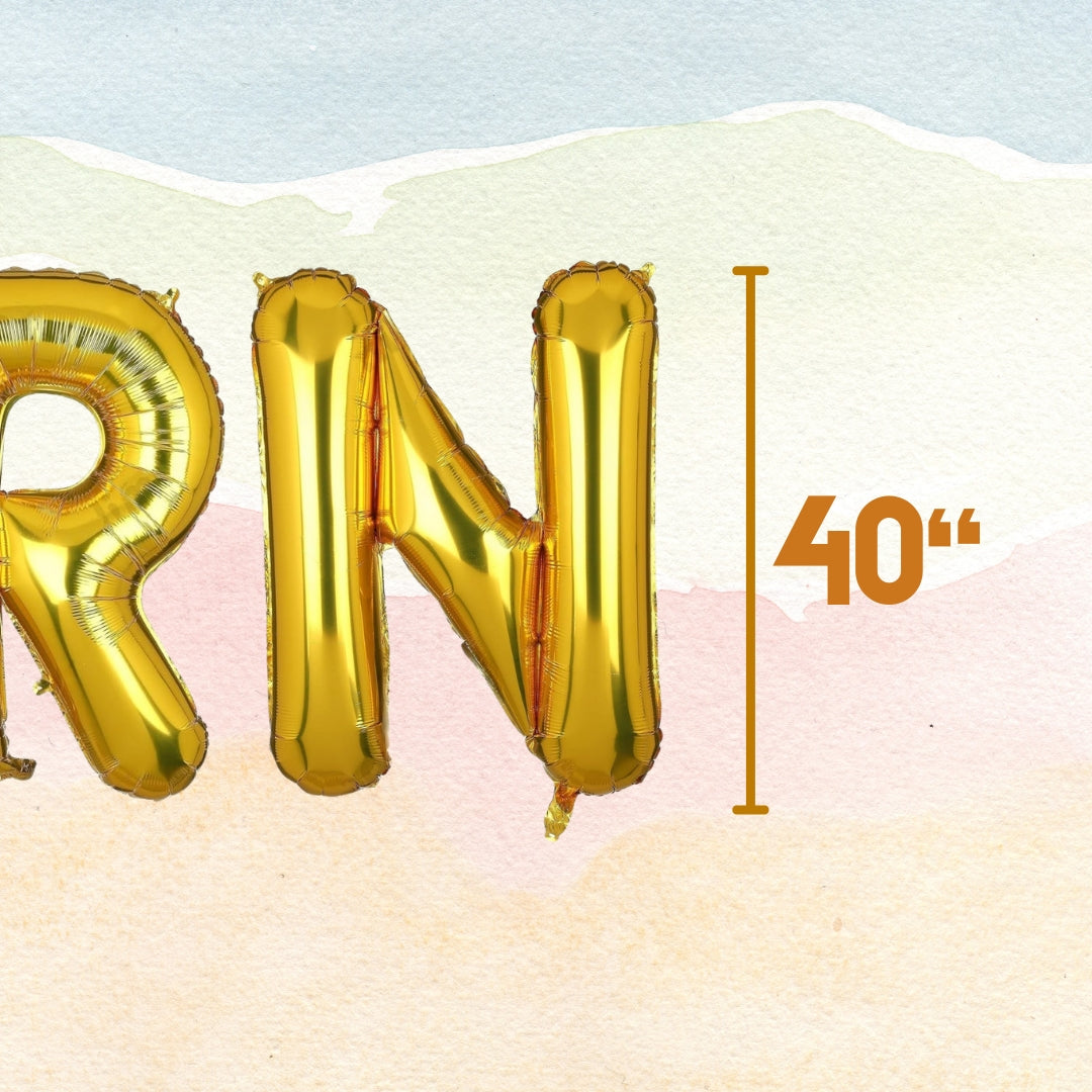 HORN OK Golden Foil Balloon Set - Helium or Air Filled - 40 inches - 6PC