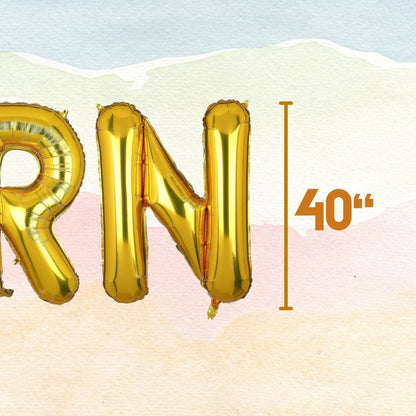 HORN OK Golden Foil Balloon Set - Helium or Air Filled - 40 inches - 6PC