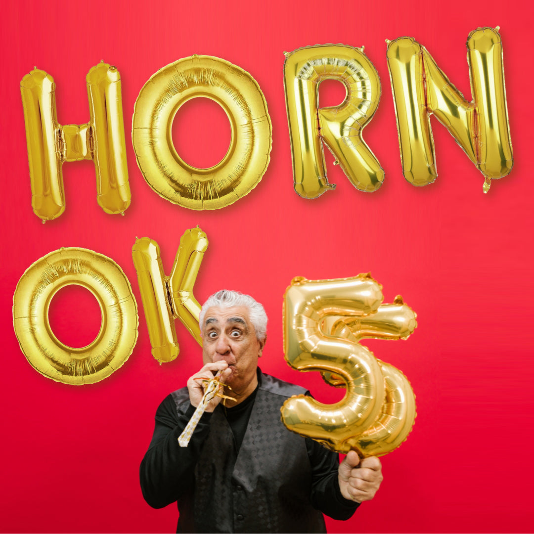 HORN OK Golden Foil Balloon Set - Helium or Air Filled - 40 inches - 6PC