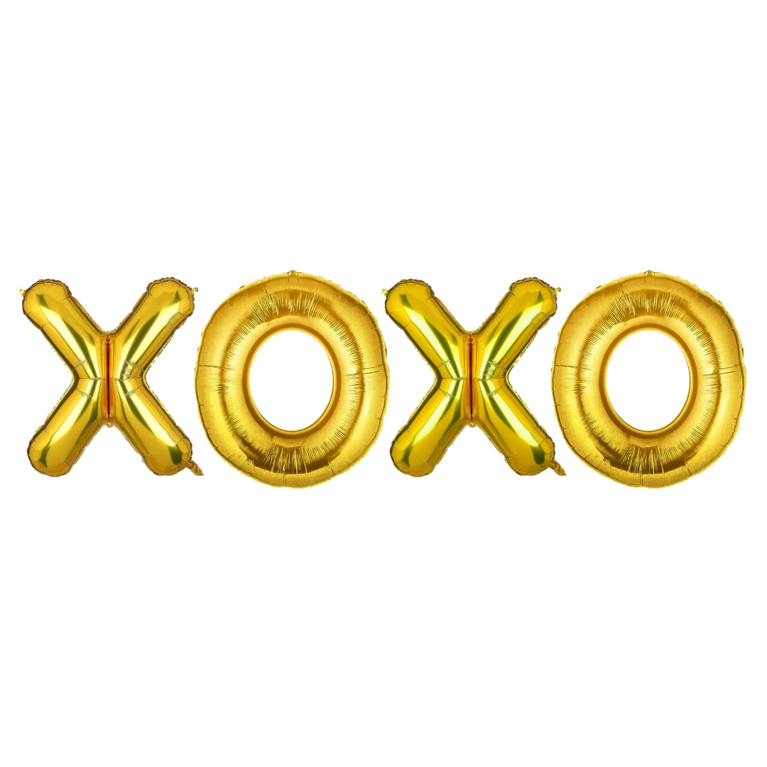 XOXO Golden Foil Balloon Set -  Helium or Air Filled - 40 inches - 4PC