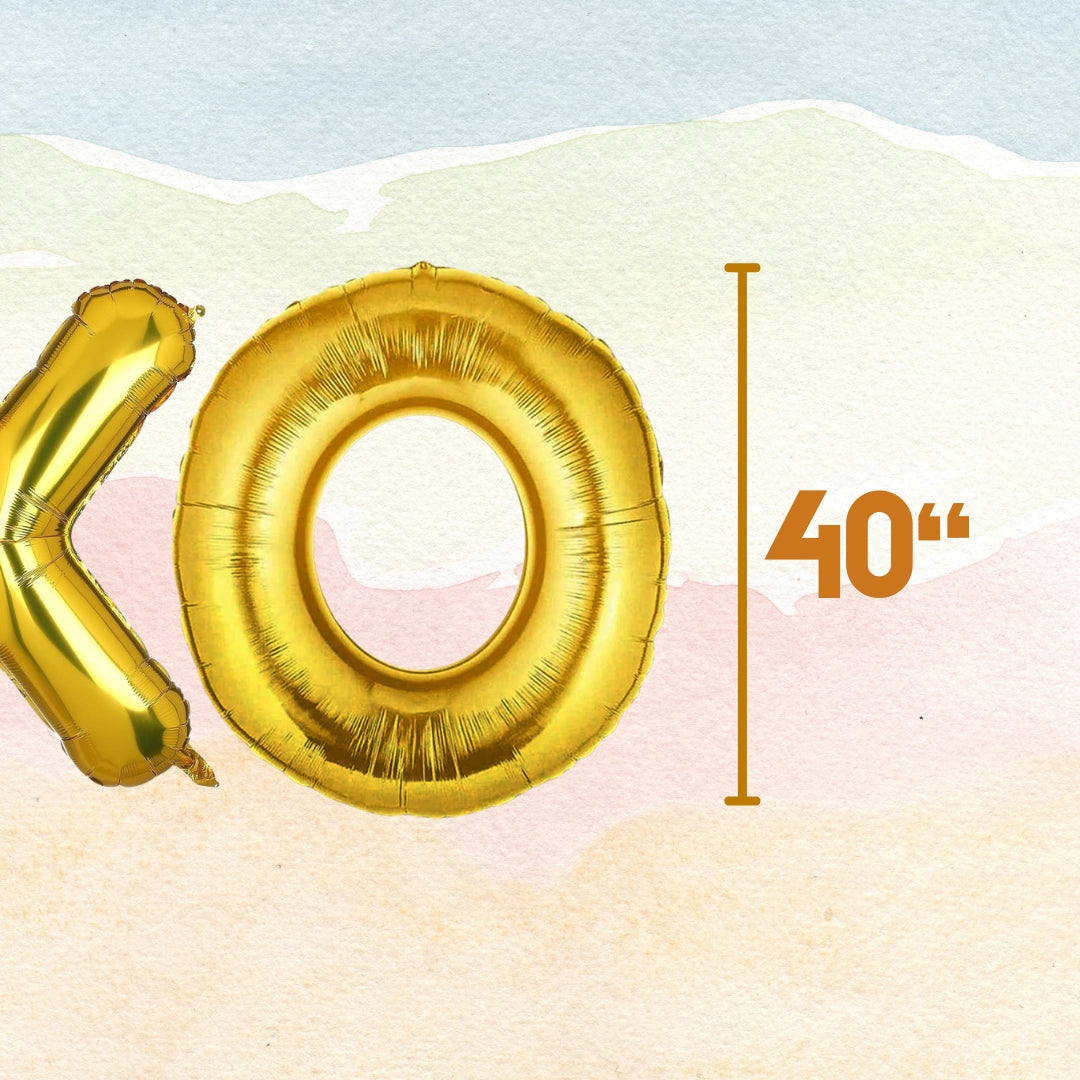 XOXO Golden Foil Balloon Set -  Helium or Air Filled - 40 inches - 4PC
