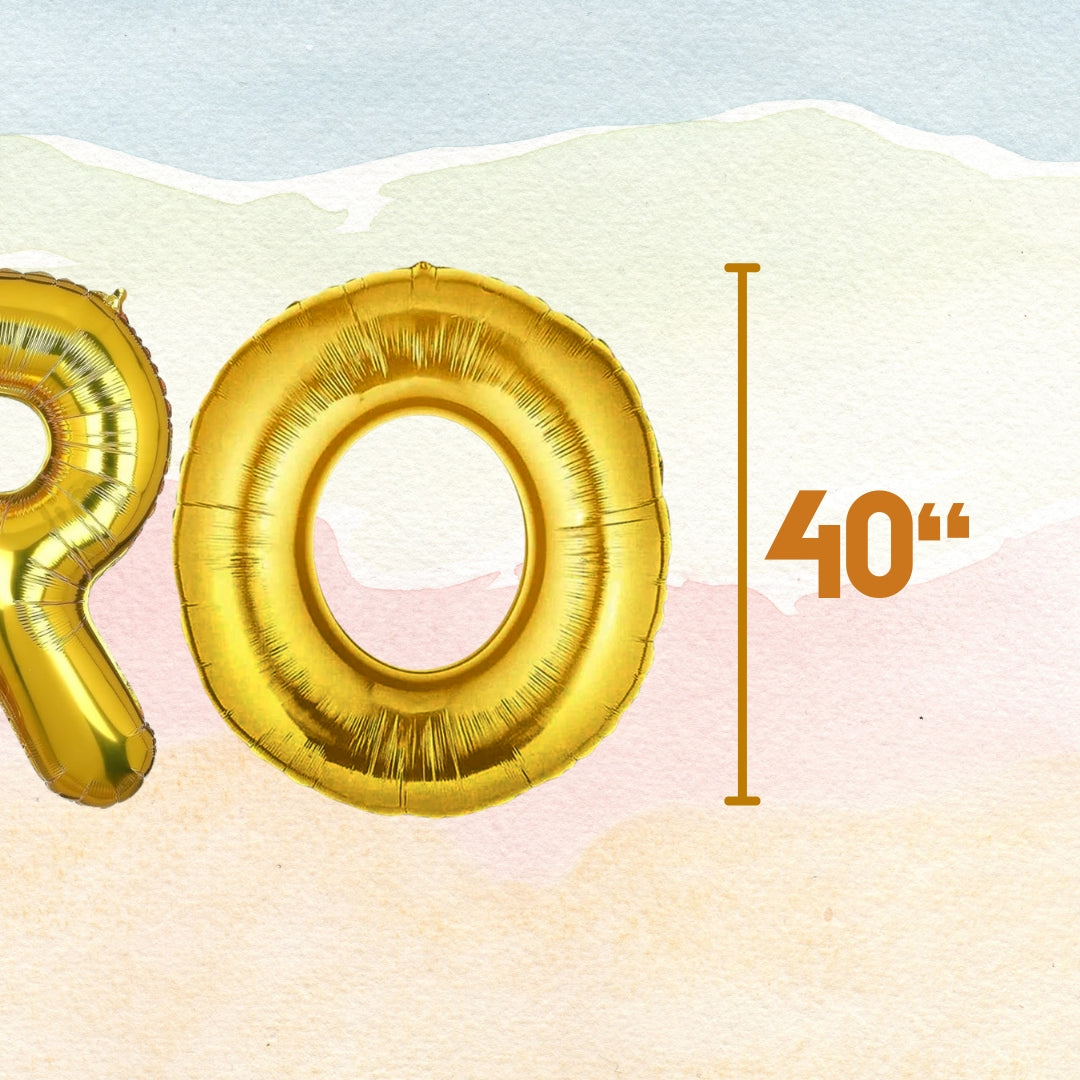 MY HERO Golden Foil Balloon Set -  Helium or Air Filled - 40 inches - 6PC