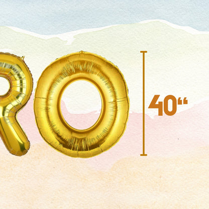 MY HERO Golden Foil Balloon Set -  Helium or Air Filled - 40 inches - 6PC